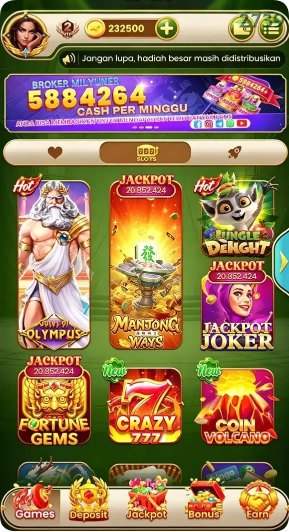 Cuplikan layar JUTA7 — halaman utama